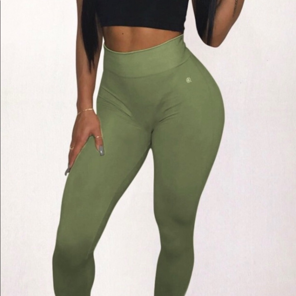 Workouts by katya high waisted olive green legging